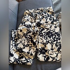 White and black flowered jeans